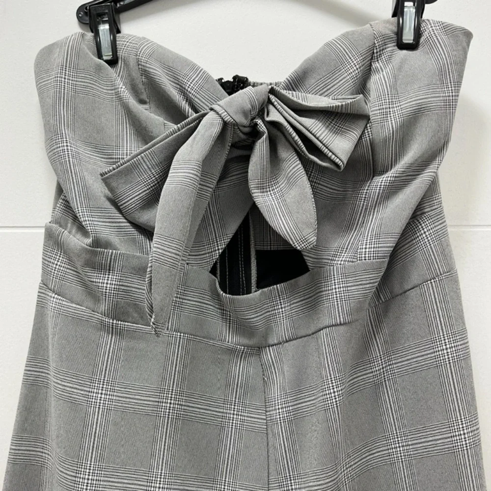 Grey Plaid Jumpsuit - Picture 2 of 5